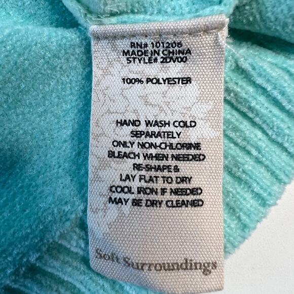 Soft Surroundings Womens Popover Sweatshirt Blue Striped Terry Cloth Top Size XL - Picture 9 of 10